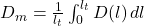D_m = \frac{1}{l_t} \int_{0}^{l_t} D(l) \, dl