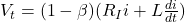 V_t = (1-\beta)(R_I i + L \frac{di}{dt})