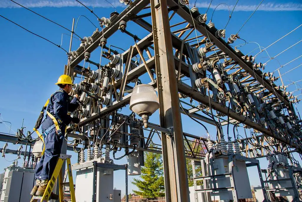 A working substation technician
