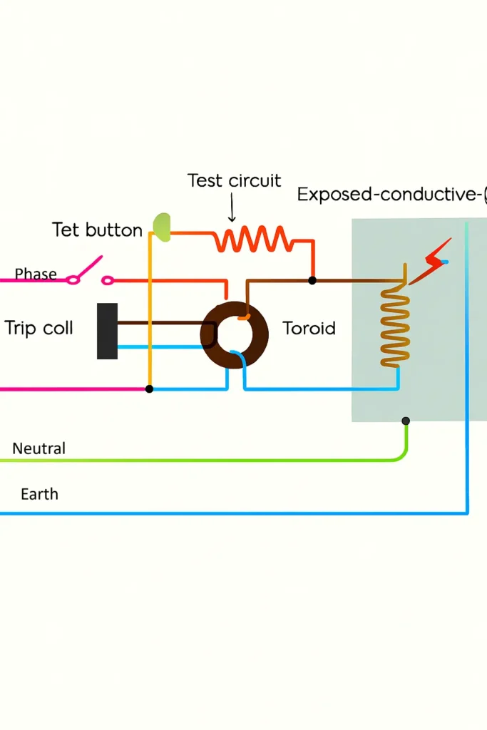 RCD circuit single phase residual current device circuit