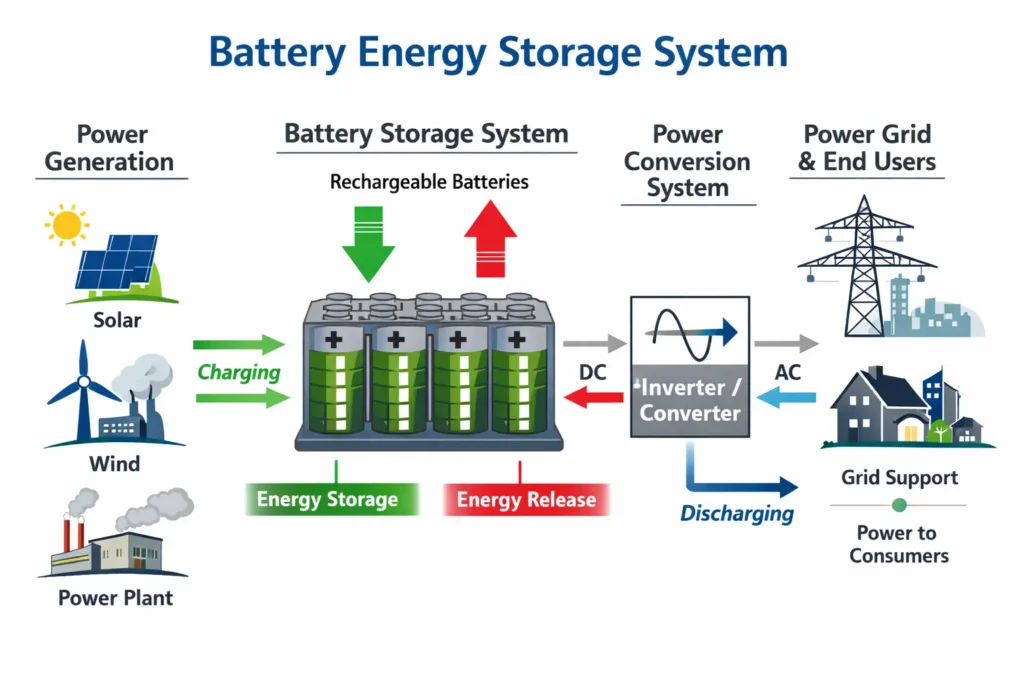 working of battery energy storage system