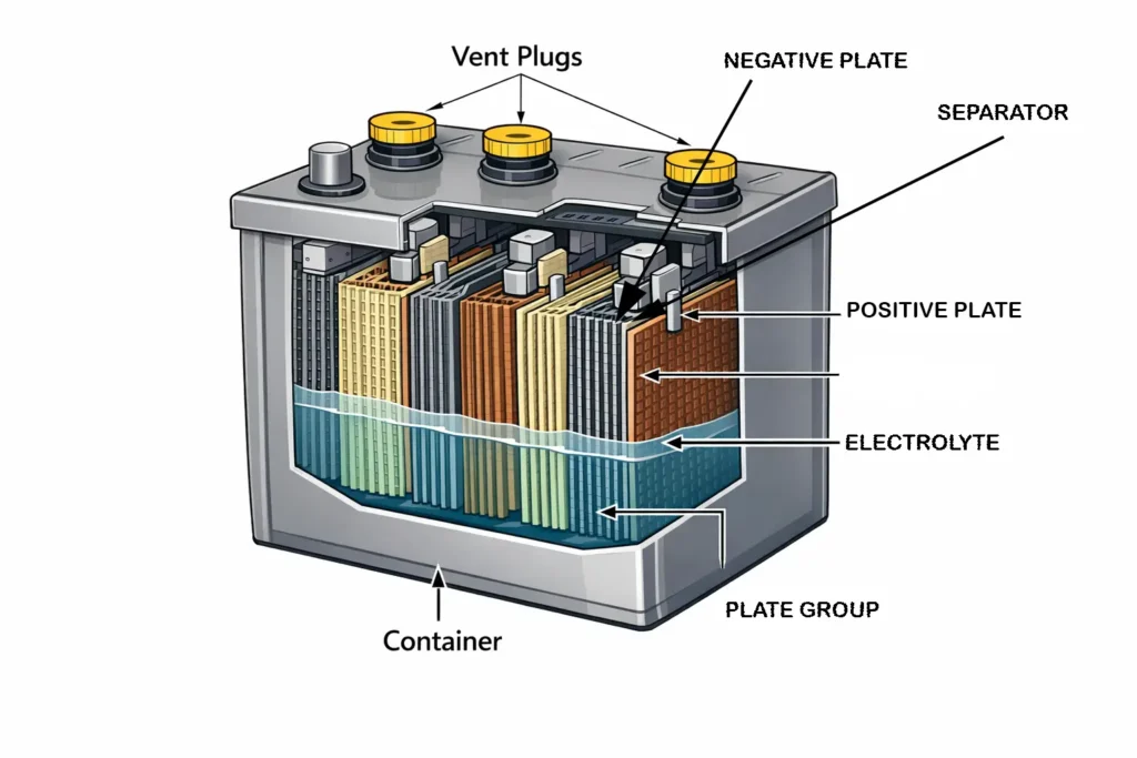 construction of lead acid battery