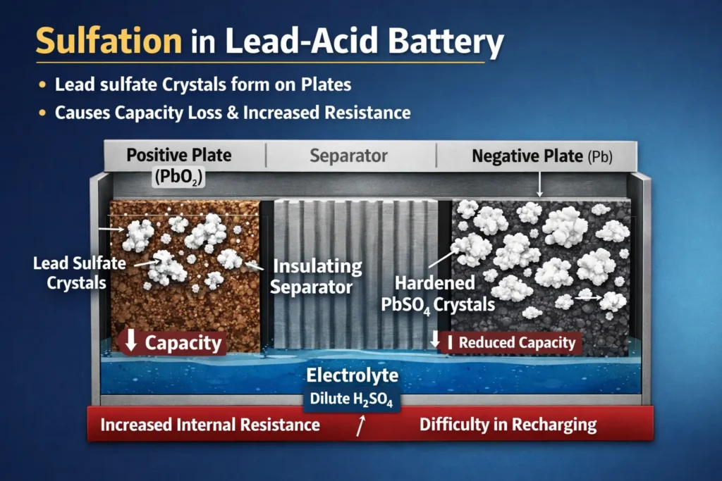 Sulfation in lead acid battery