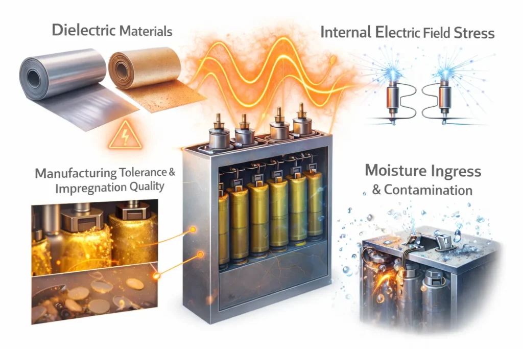 sources of dielectric loss in capacitor bank 