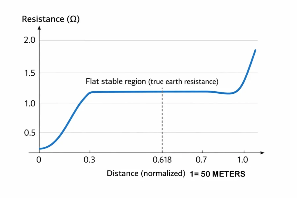 Fall of potential distance vs resistance curve