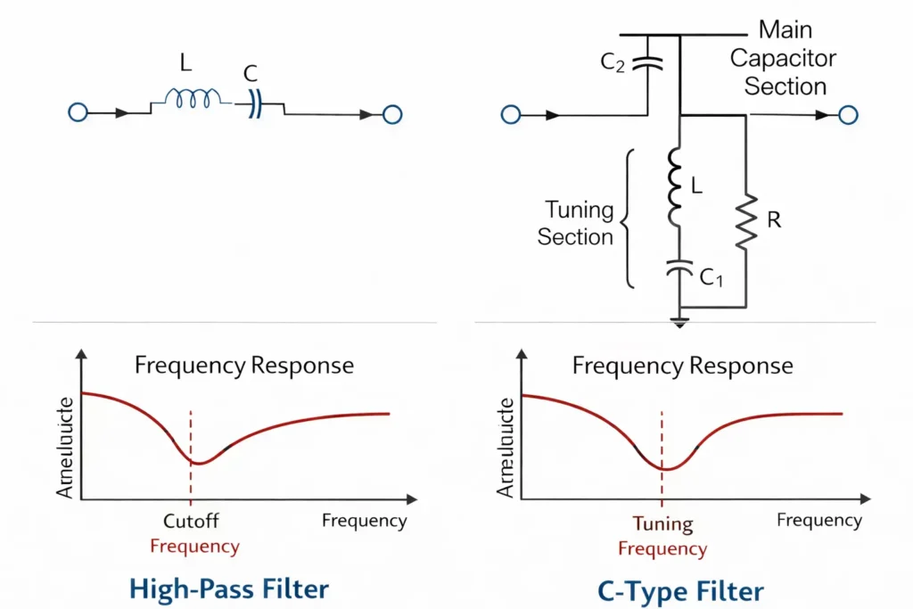 high pass filter and c type filter drawing