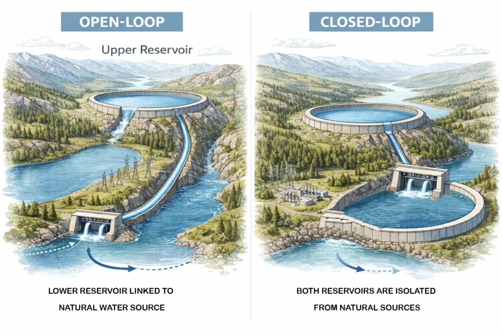 open loop and closed loop pumped storage 