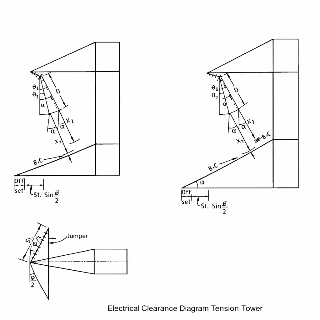 Cross arm tension tower