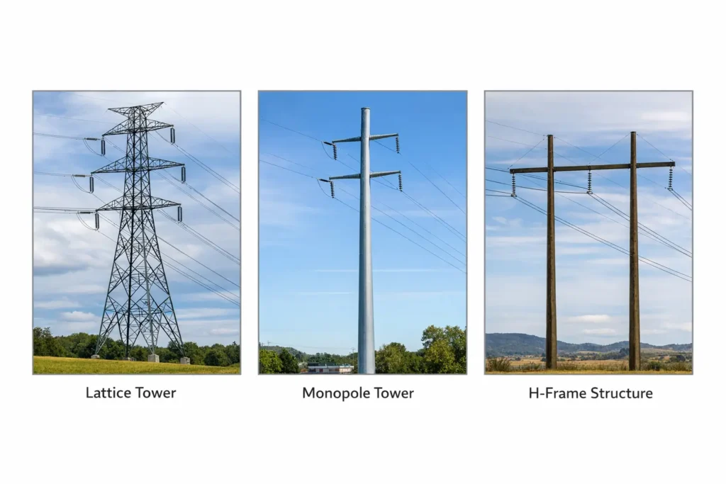 Lattice monopole hframe Transmission line towers lattice,monopole and H-frame structure of Transmission line tower