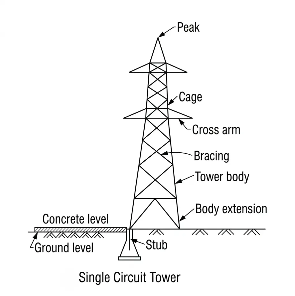 single circuit Tower anatomy