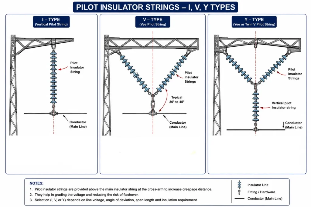 Pilot insulator types I,V and Y