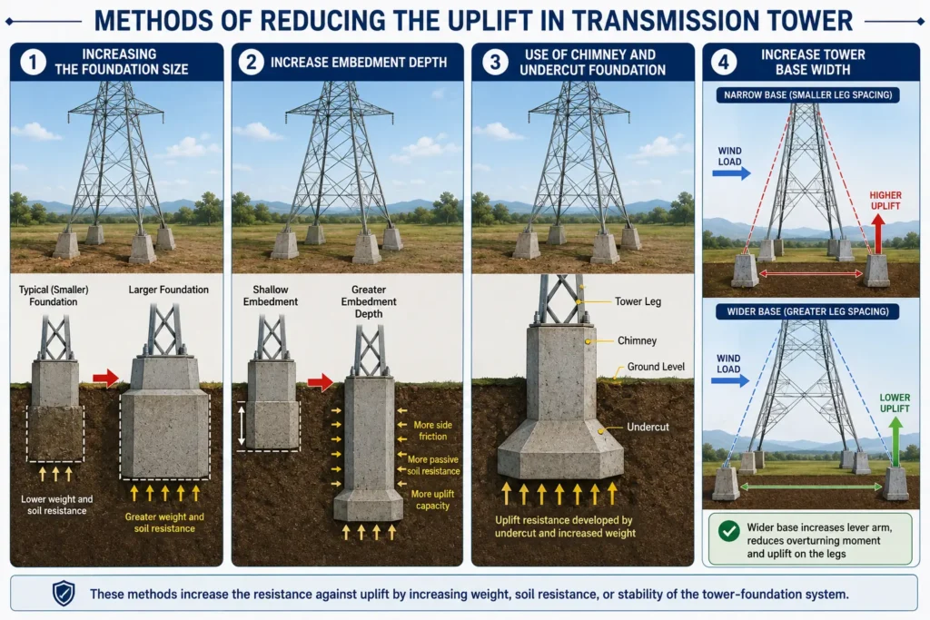 methods of reducing Uplift in transmission tower