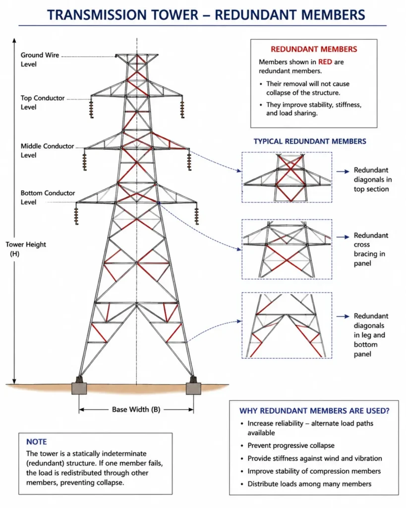 Redundant tower members